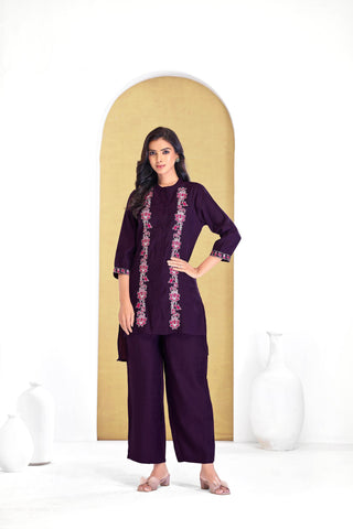 BulBul Deepti Chanderi Purple Co-Ord Set