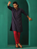trueBrowns Men's Navy Dobby Textured Kurta - Distacart