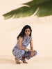 trueBrowns Blue Cotton Ikat Sleeveless Co-ord Set - Distacart