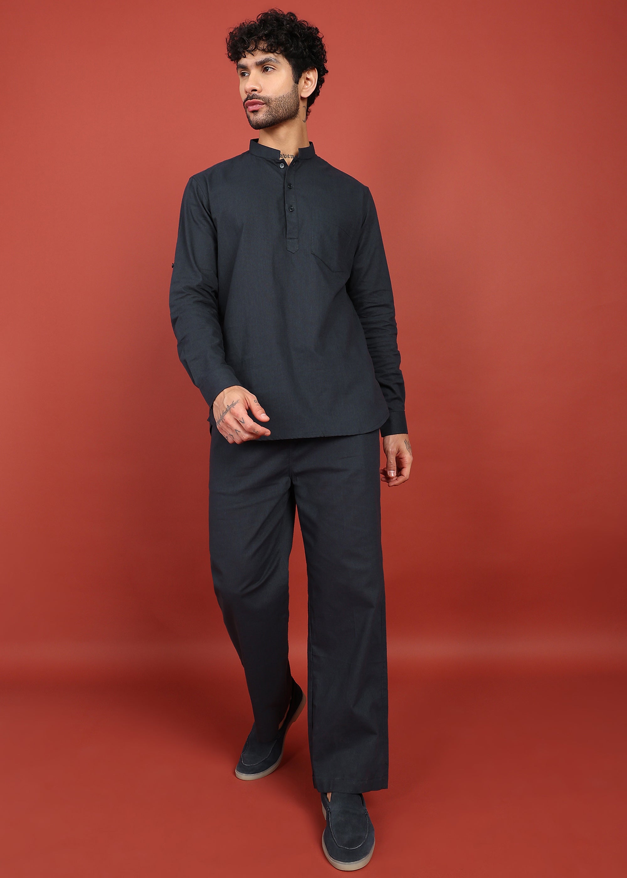 Fabmade Onyx Noir Short Kurta Co-Ord Set - Distacart