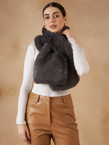 InWeave Slaty Grey Faux Fur Neck Warmer