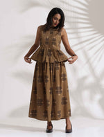 Thumbnail for trueBrowns Beige Cotton Skirt Co-ord Set