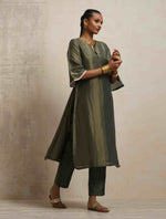 Thumbnail for trueBrowns Green Tissue Kurta Set
