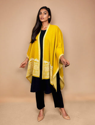 trueBrowns Yellow Woollen Kaftan Cape - Distacart