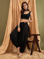 Thumbnail for InWeave Black Solid Harem Pant