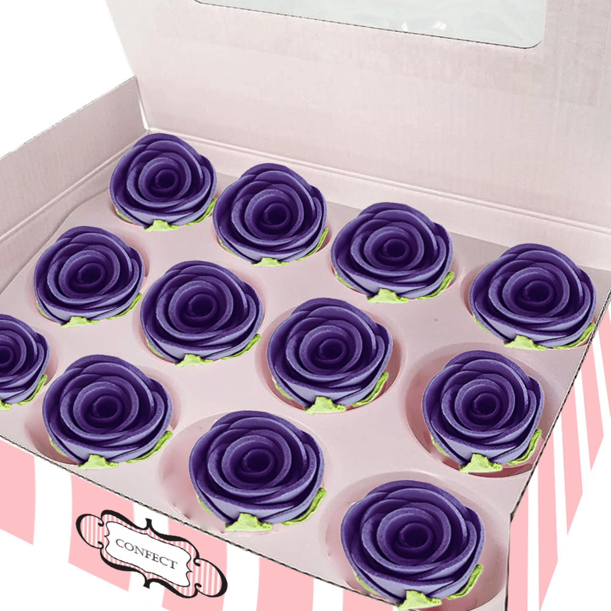 sugar roses for cake cupcake decoration purple 120 gms