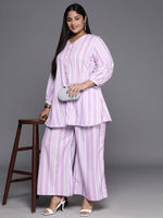 Thumbnail for Ahalyaa Plus Size Striped Tunic with Palazzos - Distacart