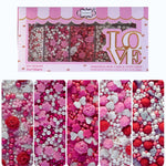 Thumbnail for confect pink mini roses lips i silver hearts vermcelli and white pearls sprinkles for baking cake decorative baby shower sprinkles edible sprinkles mix pack of 5