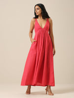 Thumbnail for trueBrowns Bright Pink Slub Texture Sleeveless Dress - Distacart