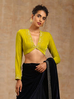 Thumbnail for trueBrowns Lime Velvet Embroidered Blouse - Distacart