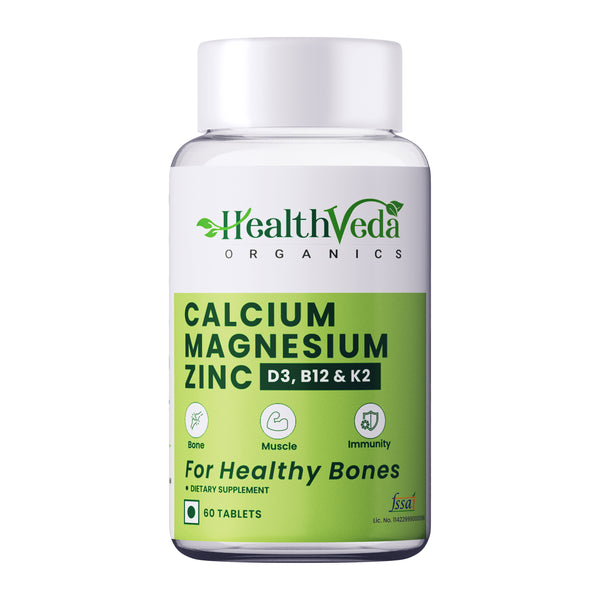 Health Veda Organics Calcium Magnesium & Zinc Vitamin D3 & B12 Tablets - Distacart