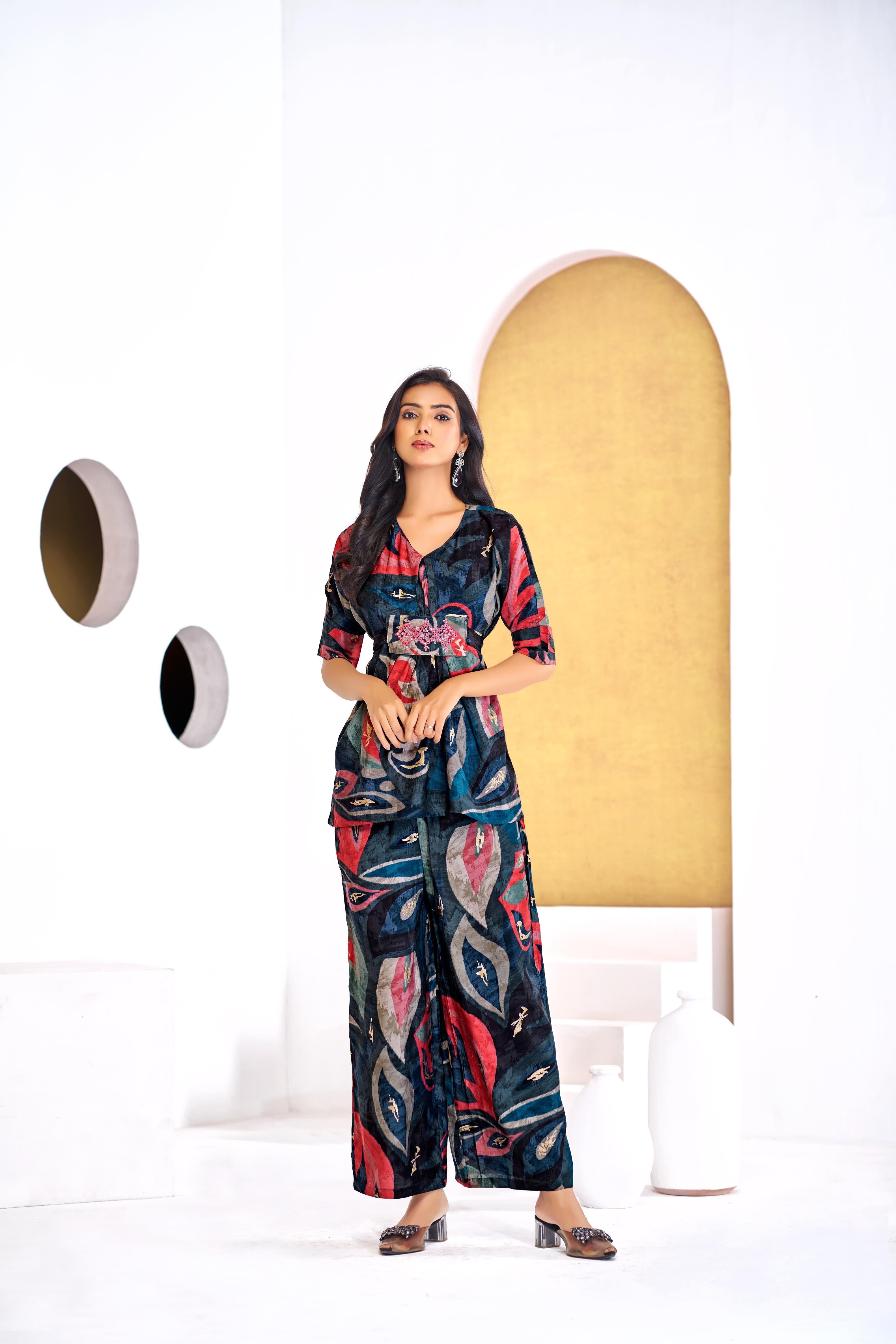 BulBul Kalki Blue Chanderi Co-Ord Set