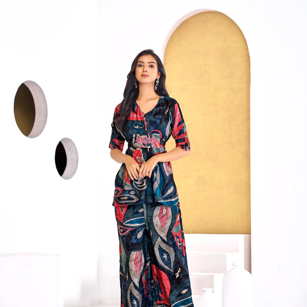 BulBul Kalki Blue Chanderi Co-Ord Set