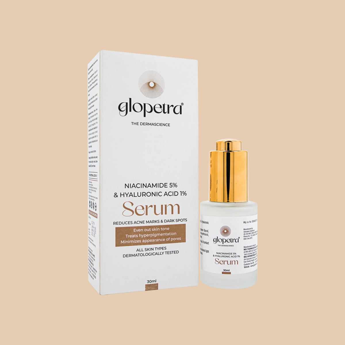Glopetra Niacinamide & Hyaluronic Acid Serum For Acne & Dark Spots - Dista
