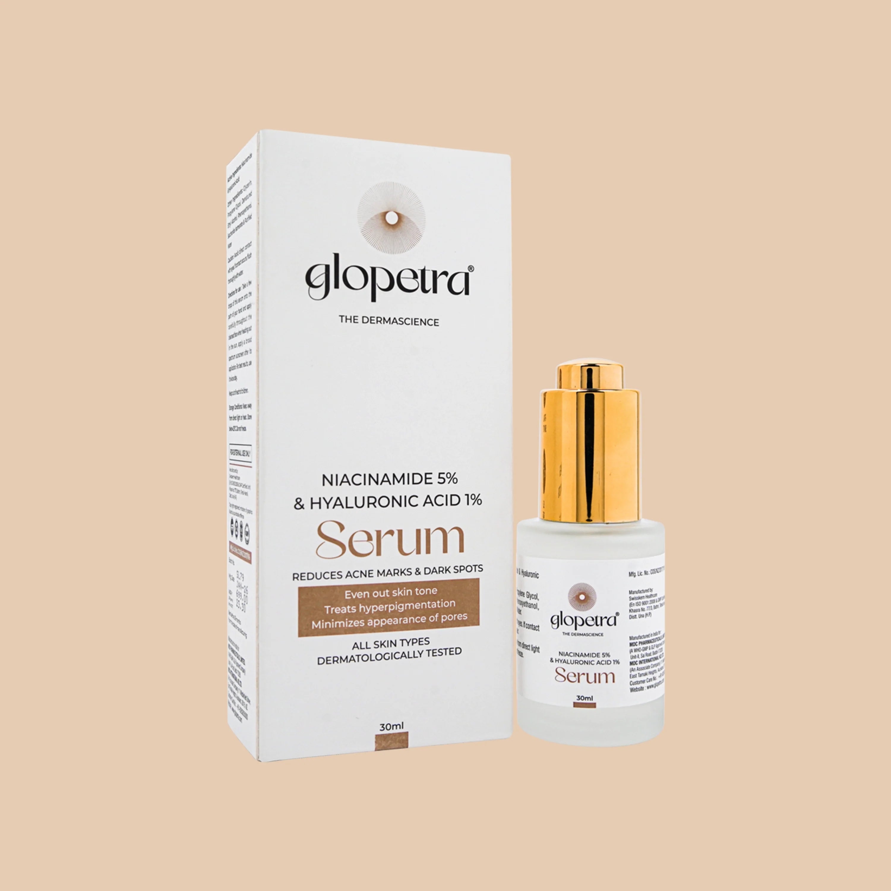 Glopetra Niacinamide & Hyaluronic Acid Serum For Acne & Dark Spots - Dista
