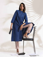 Thumbnail for trueBrowns Blue Slub Kurta Set