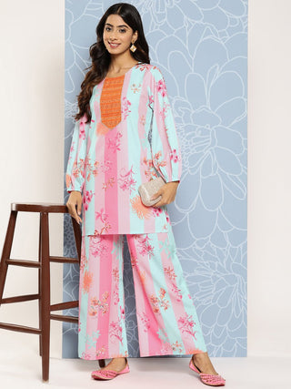 Ahalyaa Striped Ethnic Co-Ords - Distacart