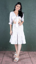Thumbnail for Noroke Sustainable fabric | Bemberg Polka Dot Skirt Co-Ord Set Women - White - Distacart