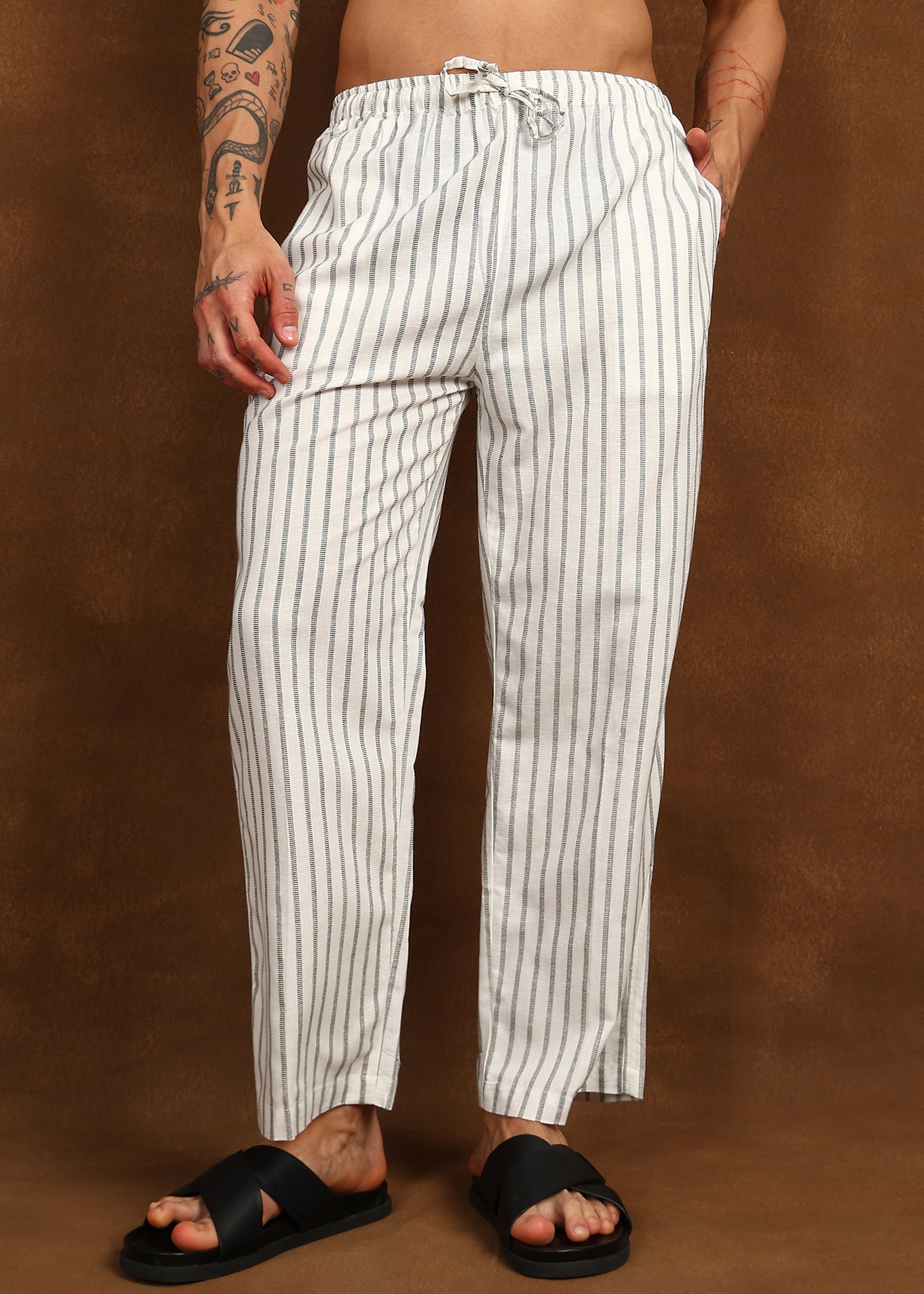 Fabmade Driftline Stripe Linen Pyjama - Distacart