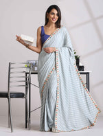Thumbnail for trueBrowns Grey Muslin Silk Saree