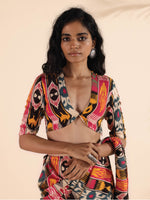 Thumbnail for trueBrowns Cola Muslin Ikat Deep V-Neck Blouse