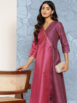 Ahalyaa Colourblocked Printed Wrap Ethnic Dress - Distacart