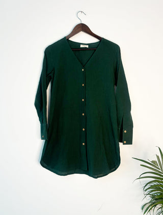 trueBrowns Dark Green Dobby Top - Distacart