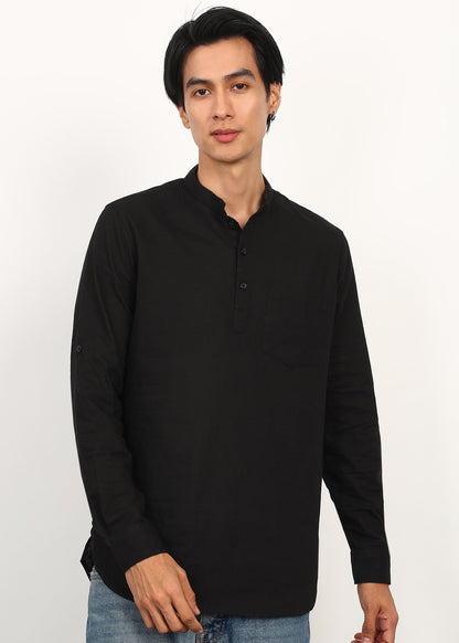 Fabmade Noir Linen Short Kurta - Distacart
