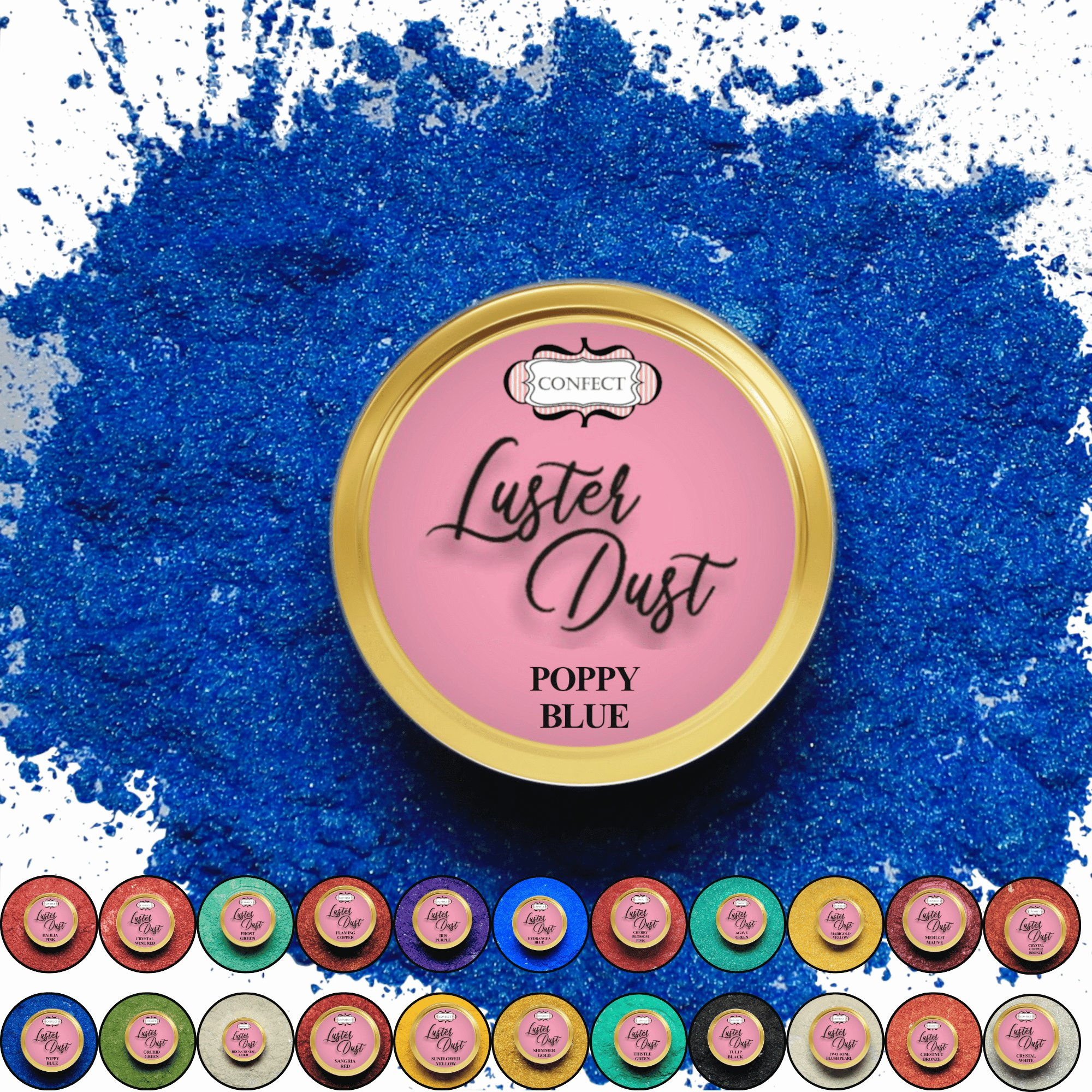 poppy blue edible luster dust 5 g