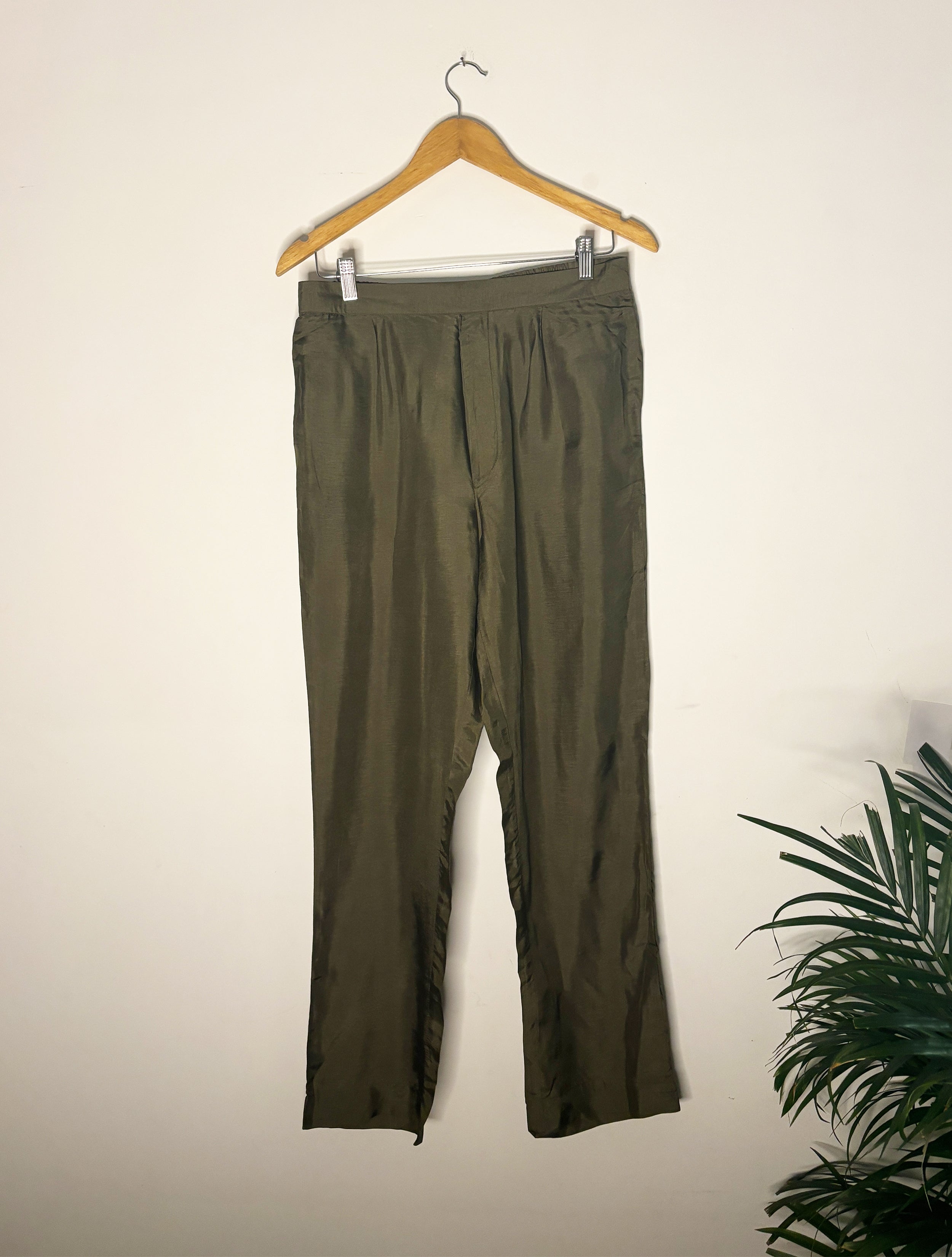 trueBrowns Grey Silk Pants - Distacart