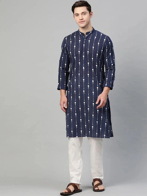 Fabmade Men Printed Straight Kurta With Pyjama