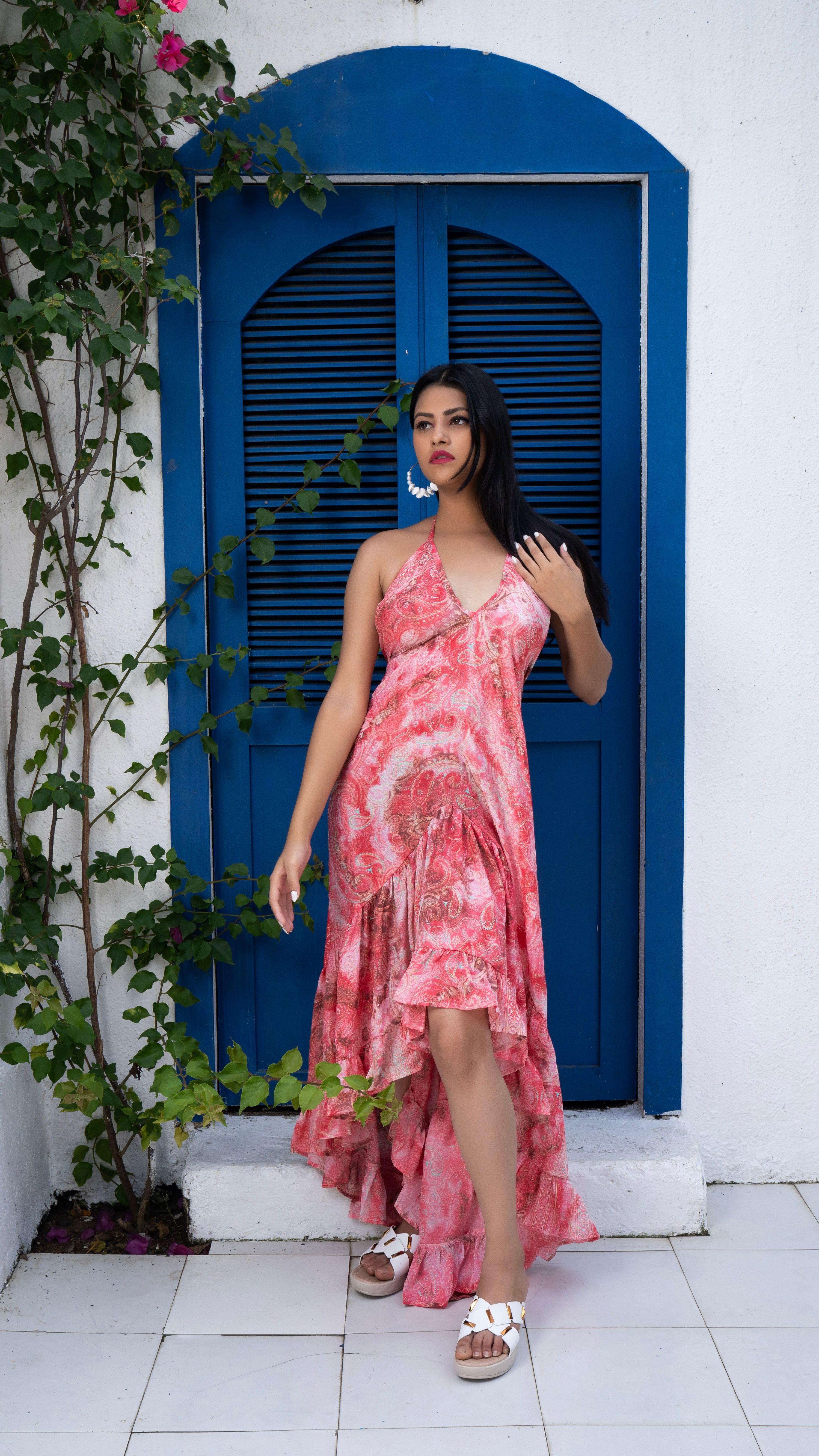 Noroke Vintage Crepe Vintage Printed Long Tiered Maxi Dress - Printed - Distacart