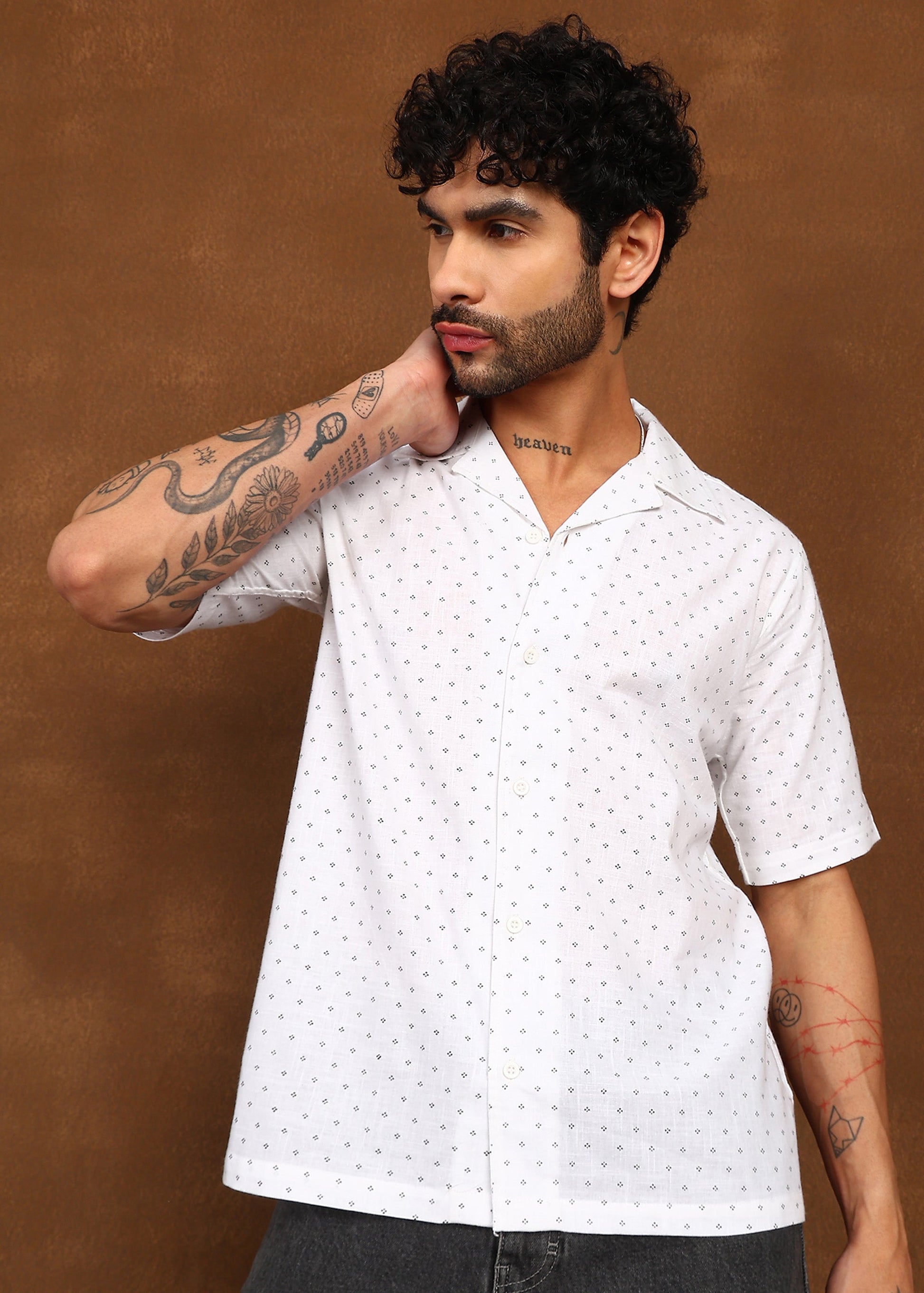 Fabmade Micro Print Short Sleeve Shirt - Distacart