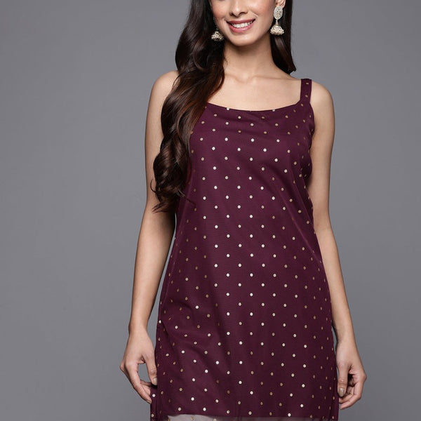 Ahalyaa Geometric Printed Net Tunic With Lace Inserts - Distacart