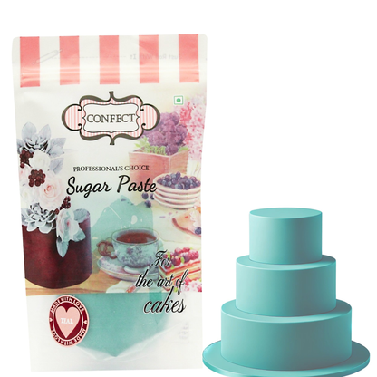 confect electric blue pastel sugar paste edible fondant chefs choice for cake decorating 1 kg