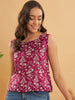 InWeave Wine Cream Floral Print W/U Top - Distacart