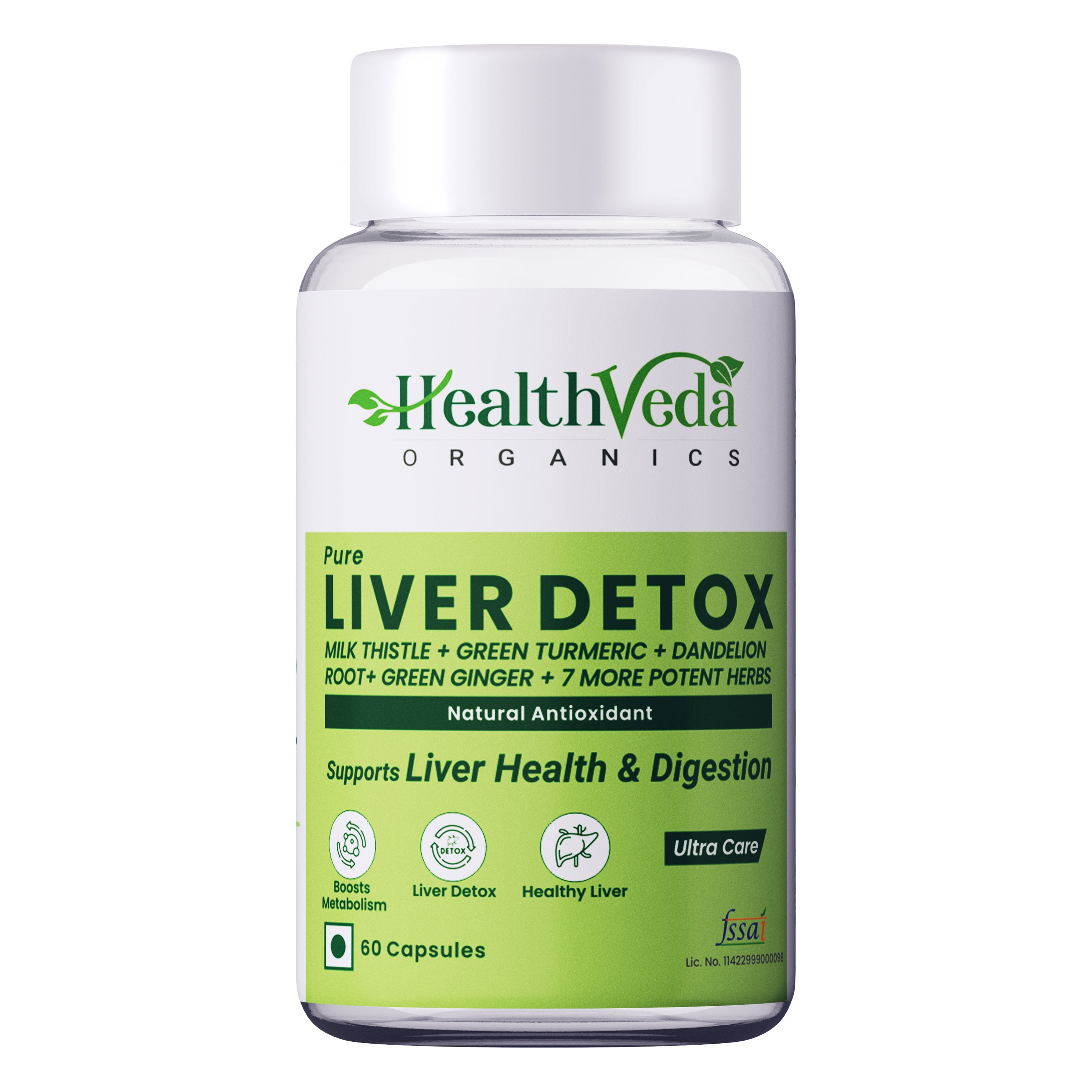 Health Veda Organics Plant Based Liver Detox Capsules - Distacart