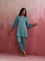 Thumbnail for trueBrowns Light Blue Modal Straight Kurta Co-ord Set