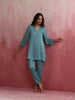 trueBrowns Light Blue Modal Straight Kurta Co-ord Set - Distacart