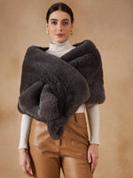 Thumbnail for InWeave Slaty Grey Long Faux Fur Cape