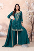 Anaita Teal Vichitra Silk Readymade Suit with Coding Work - Dista