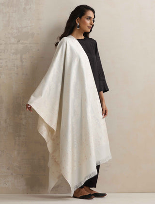 trueBrowns Ivory Gold Woollen Stole - Distacart