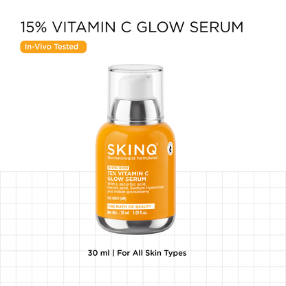 SKINQ 15% Vitamin C Glow Serum with L Ascorbic & Ferulic Acid - Distacart