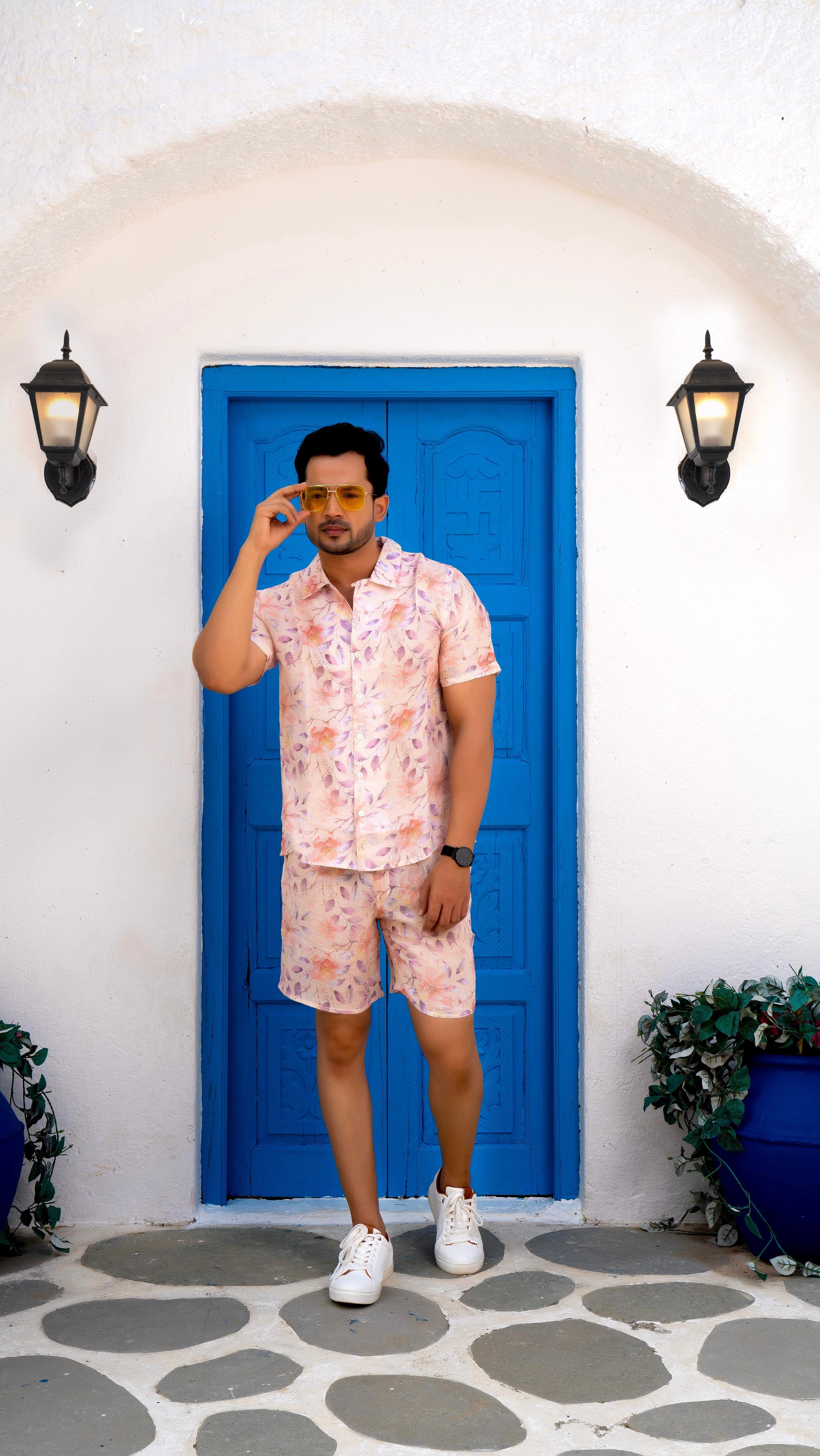 Noroke Sustainable fabric | 100% Linen Linen Floral Couple Co-ord Set - Distacart