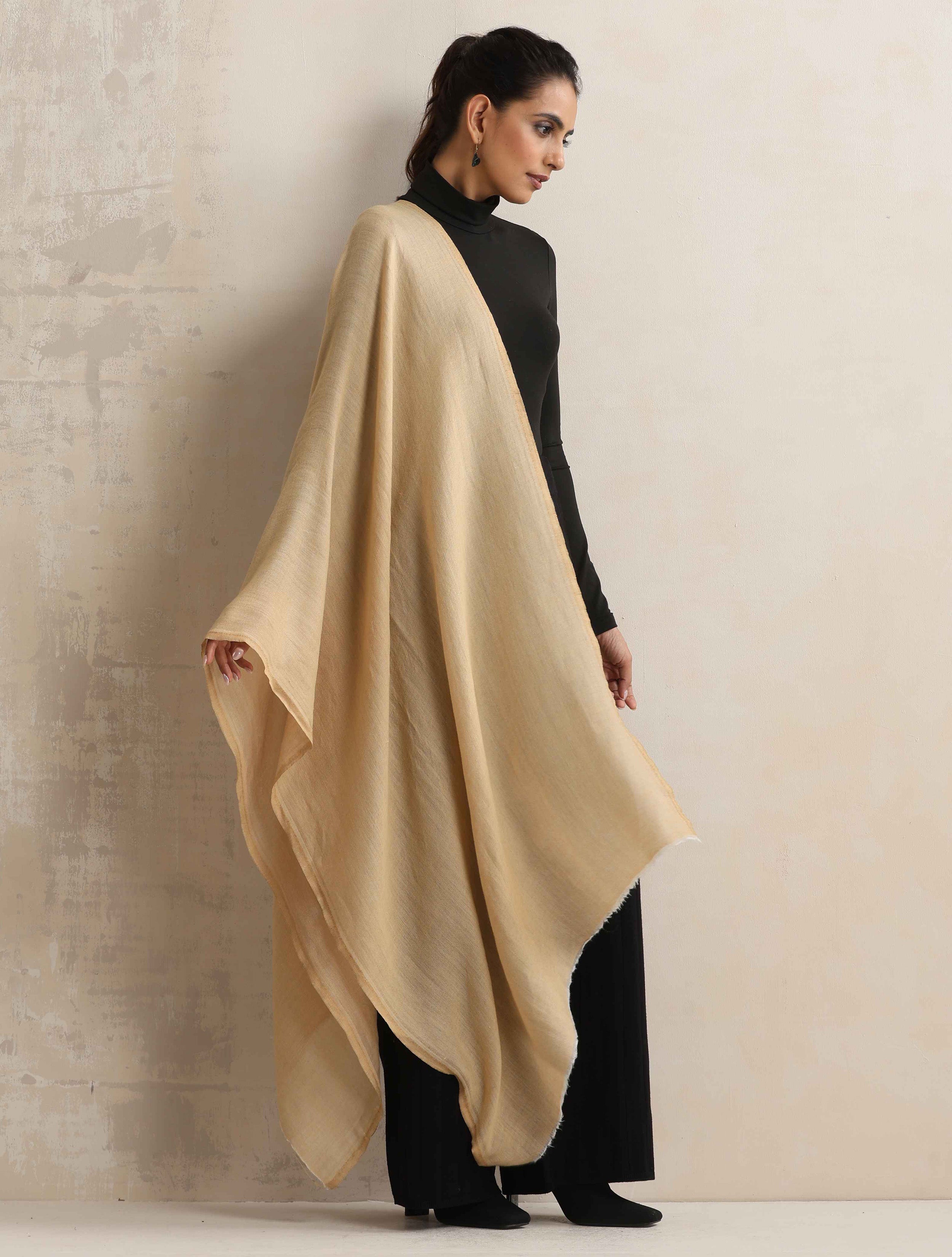 trueBrowns Beige Weave Woollen Stole - Distacart