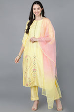 Thumbnail for Ahika Yellow Poly Silk Straight Kurta Pant With Dupatta - Distacart