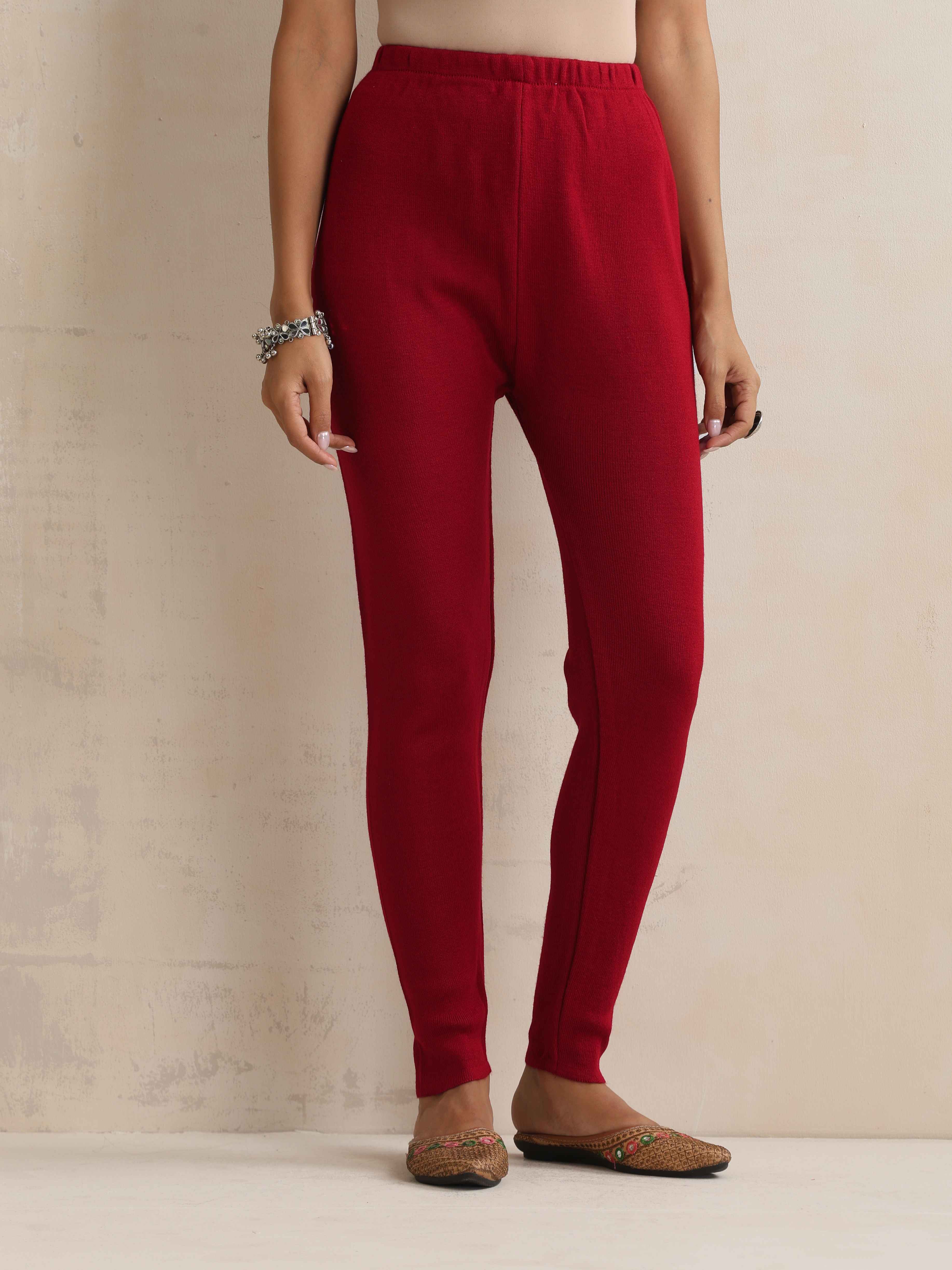 trueBrowns Maroon Woollen Leggings - Distacart