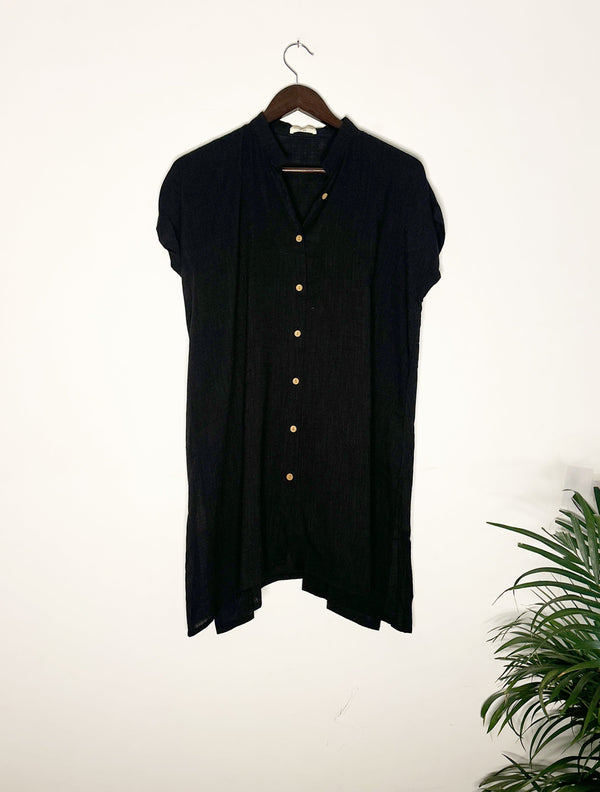 trueBrowns Black Slub Top