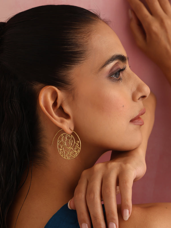 trueBrowns Brass Circular Swirl Earrings - Distacart