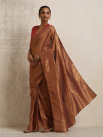 Thumbnail for trueBrowns Brown Gold Metallic Ready To Wear Saree